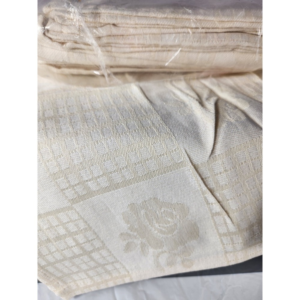 Vintage Lillian Vernon Set 12 Napkins 100% Cotton Rose Print Cream New